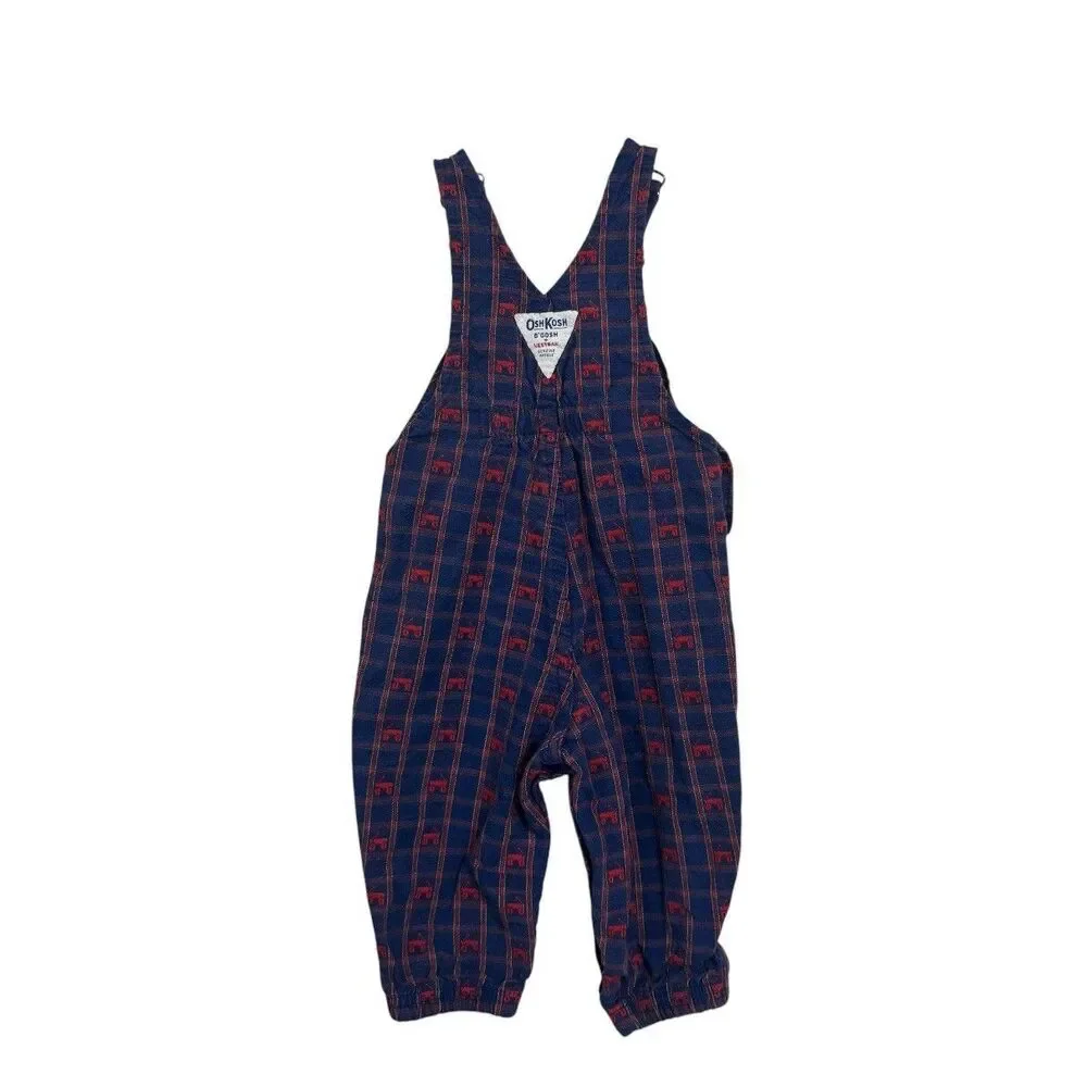 Vintage Osh Kosh Vestbak Baby Sz 12 Months Li’l Red Wagon Overalls Made In USA
